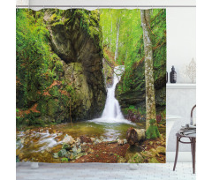 Spring Waterfall Nature Shower Curtain
