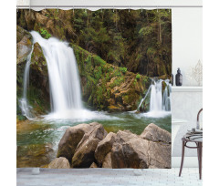 Waterfalls in Mountains Shower Curtain