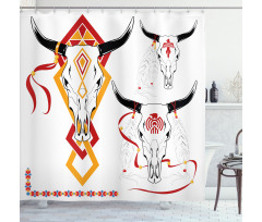 Bulls Head with Feather Shower Curtain