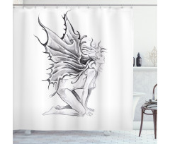 Pencil Drawing Angels Shower Curtain