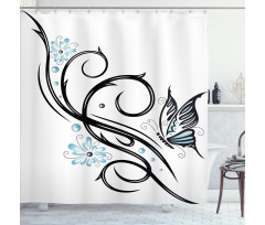 Butterfflies and Leaves Shower Curtain