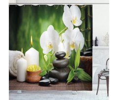 Stones and Orchids Shower Curtain