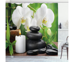 Orchids Stones Nature Shower Curtain