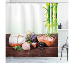 Bamboos Flowers Stones Shower Curtain