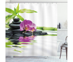 Purple Orchid Bamboos Shower Curtain
