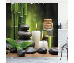 Hot Rocks Candles Bamboos Shower Curtain