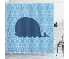 Sea Animal Wavy Patterns Shower Curtain