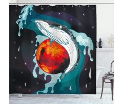 Whale and Fisher Sailor Shower Curtain