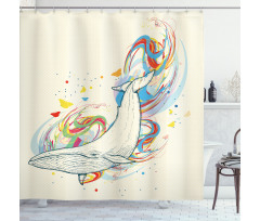 Whale in Ocean Dive Shower Curtain
