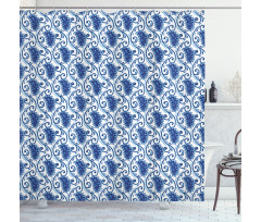 Flowers Ivy Leaves and Dots Shower Curtain