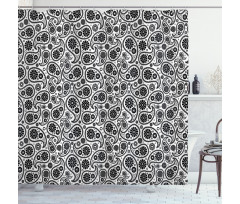 Floral Retro Circles Shower Curtain