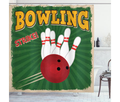 Bowling Strike Green Shower Curtain