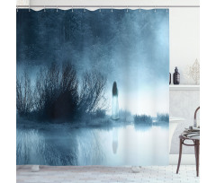 Fog Forest Night Shower Curtain