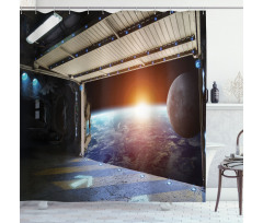 Earth Galaxy Space Shower Curtain