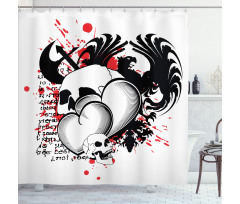Skull Eagle Love Hearts Shower Curtain