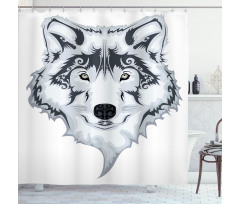 Tibal Wild Wolf Tattoo Shower Curtain