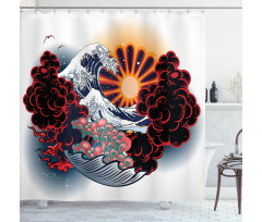 Japanese Style Waves Shower Curtain