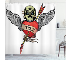 Angel Wings Skull Love Shower Curtain