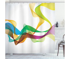 Wavy Ribbon Rainbow Shower Curtain