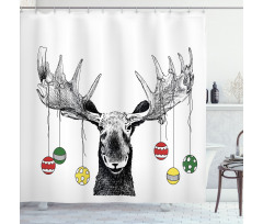 Sketchy Noel Ornament Shower Curtain