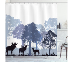 Grey Wild Forest Animals Shower Curtain