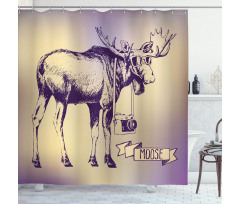 Hipster Deer with Camera Shower Curtain