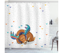 Retro Antlers Animal Art Shower Curtain
