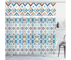 Geometric Native Aztec Motifs Shower Curtain