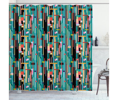 Quirky Modern Geometric Art Shower Curtain