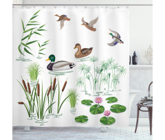 Lake Animals Plants Shower Curtain
