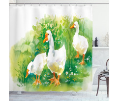 Goose Farm Lake Plants Shower Curtain