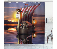 Barbarian Warrior Print Shower Curtain