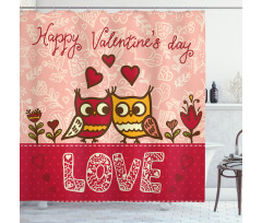 Owls Love Heart Shower Curtain