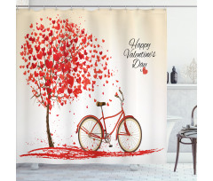 Heart Tree Bike Shower Curtain