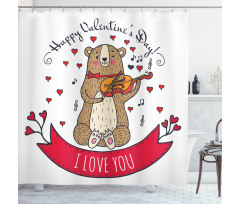 Bear and Violin Shower Curtain