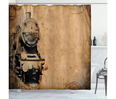 Aged Iron Train Shower Curtain