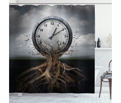 Clock Surrealist Shower Curtain