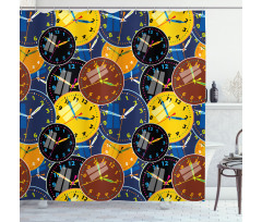 Clock Faces Pattern Shower Curtain