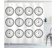 Clocks and Black Numbers Shower Curtain