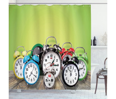 Wooden Digital Clock Shower Curtain