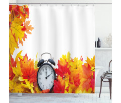 Autumn Leaves Clock Shower Curtain