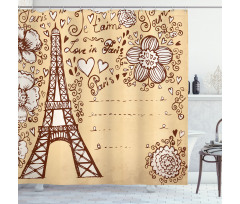 Love in Paris Flowers Shower Curtain