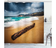 Beach with Stormy Weather Shower Curtain