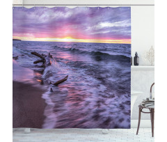 Wavy Sea Couldy Sunset Shower Curtain