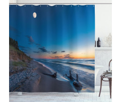 Moon in Sky Lake Shower Curtain
