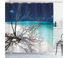 Seascape Theme Driftwood Shower Curtain