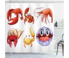 Crab Hermit Crab Lobster Shower Curtain