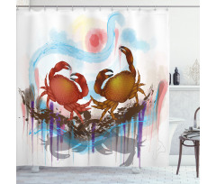 2 Crabs Dancing Sea Shower Curtain