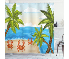 Palm Trees and Crabs Shower Curtain