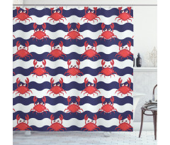 Crabs on Striped Shower Curtain